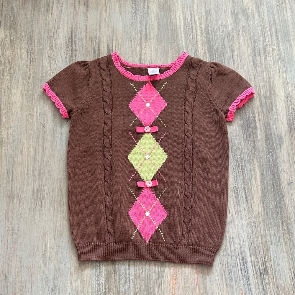Gymboree Brown and Pink Argyle Sweater